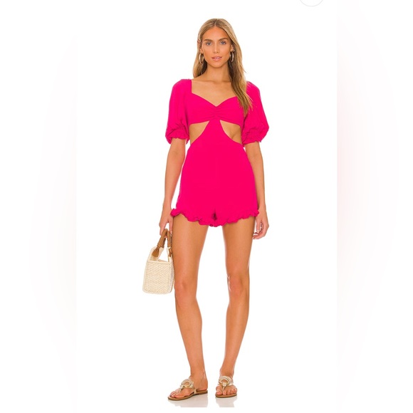 Lovers + Friends Pants - 💕NWT Lovers and Friends Zola Romper in Passionfruit Pink Size XS